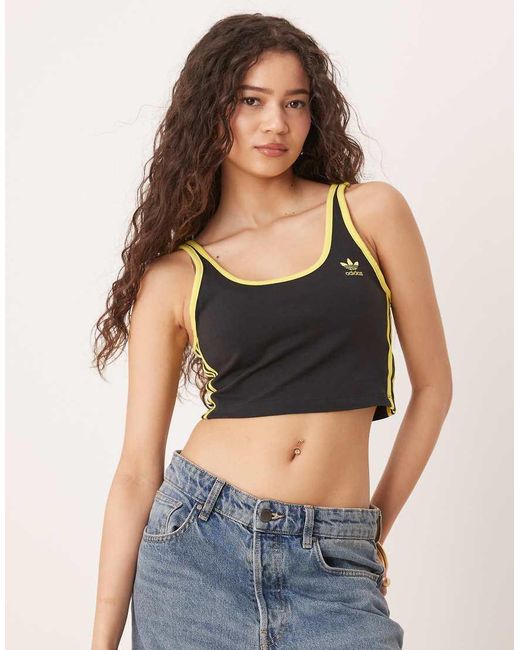 Adidas Originals Gray Three Stripe Cropped Vest