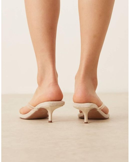 ASOS Natural Heat Toe Thong Kitten Heeled Sandals