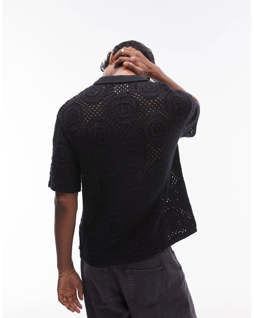 Chemise en maille pointelle au crochet boutonnée à manches courtes Levi's pour homme en coloris Black