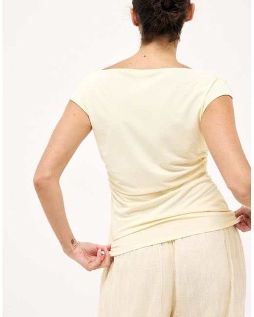 NA-KD Natural Front Draped Sleeveless Top