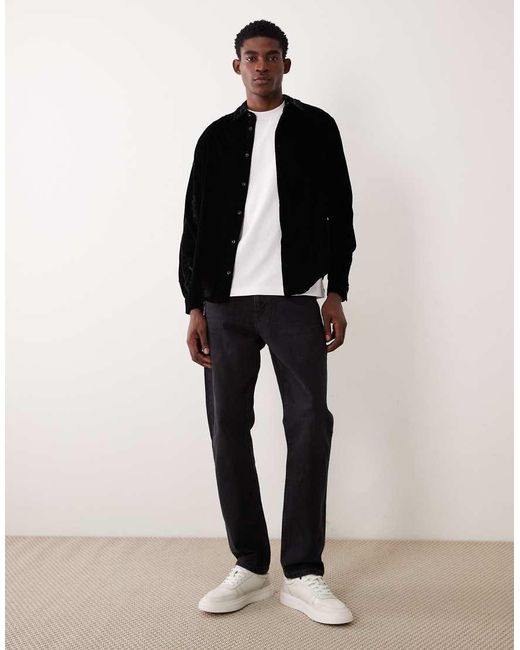 ASOS Black Relaxed Velvet Shirt for men