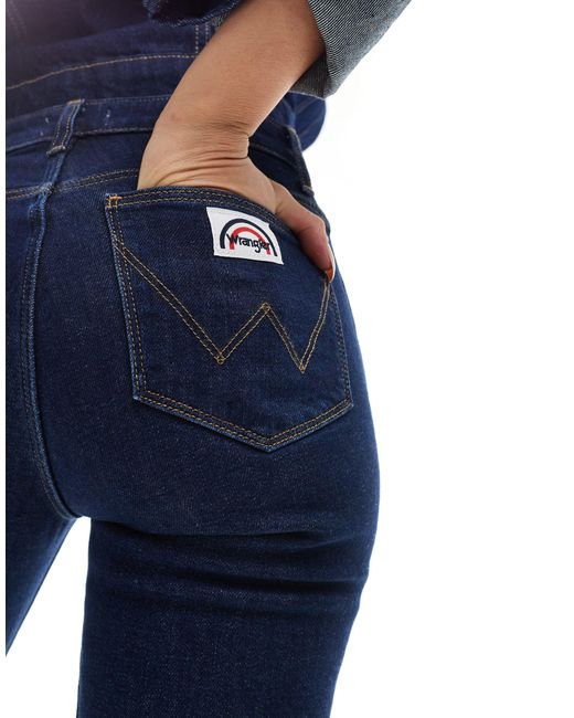 Wrangler Blue High Waisted Pocket Detail Flare Jeans
