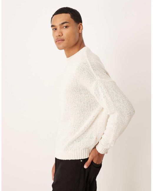 ASOS White Relaxed Textured Knitted Jumper for men
