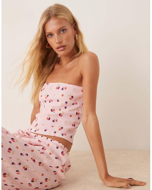 ASOS Wafel Bandeautop in het Pink