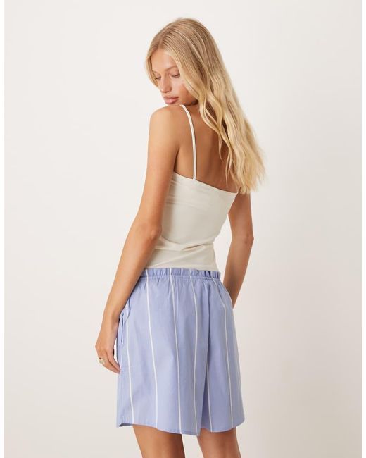 Mango Blue Woven Tie Up Shorts