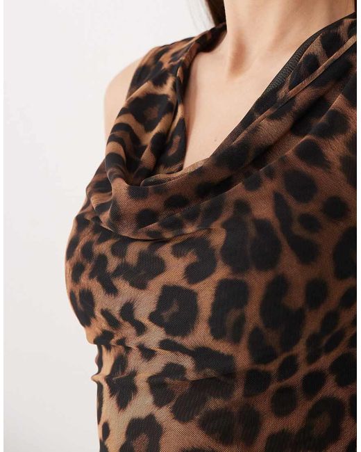 ASOS Black Printed Mesh Slinky Draped Top
