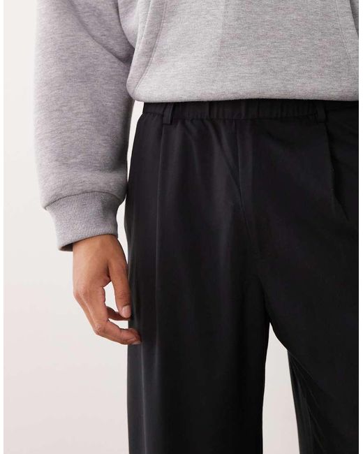 Bershka Gray Fluid Super baggy Darted Trousers for men