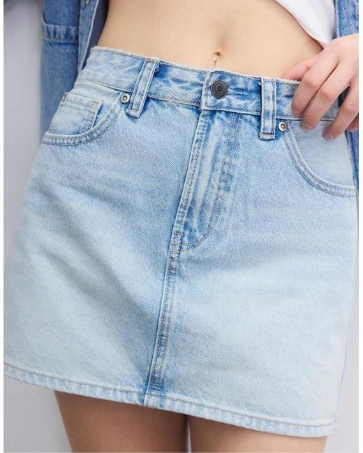 Stradivarius Blue D60 Basic Denim Mini Skirt