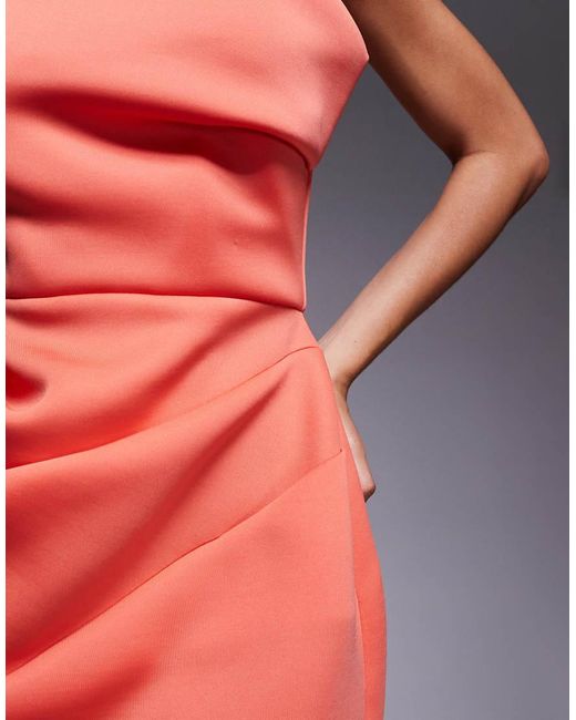 ASOS Red Slouch Neckline Cinched Waist Mini Dress