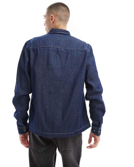 ASOS Recht Denim Overshirt in het Blue voor heren