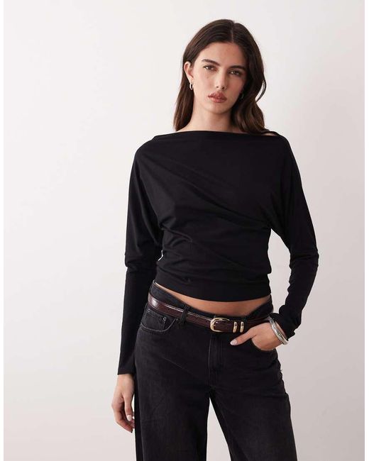 Gina Tricot Blue Asymmetric Cinched Waist Top