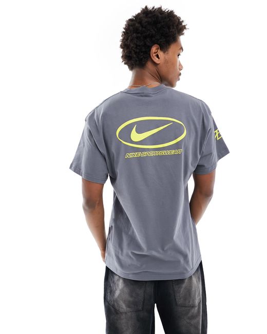 Camiseta con logo central swoosh Nike de hombre de color Blue