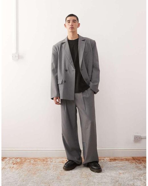 Reclaimed Vintage Gray baggy Pleat Detail Suit Trouser Co-ord for men