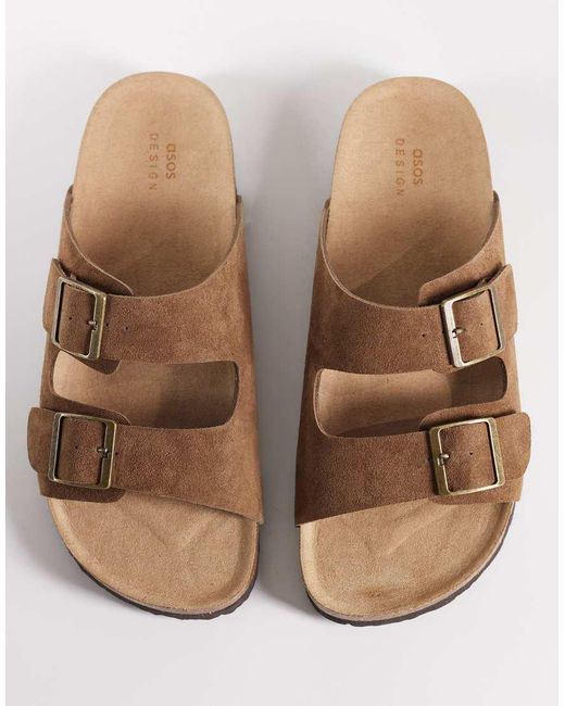 ASOS Natural Two Strap Sandals With Cork Soles for men