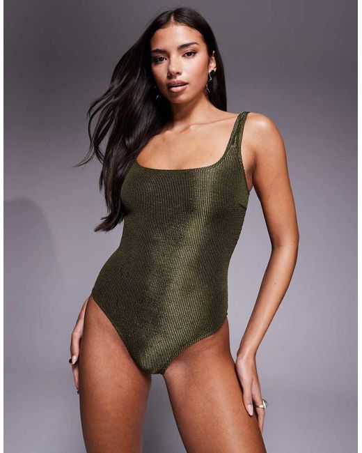 South Beach Green Crinkle Swimsuit