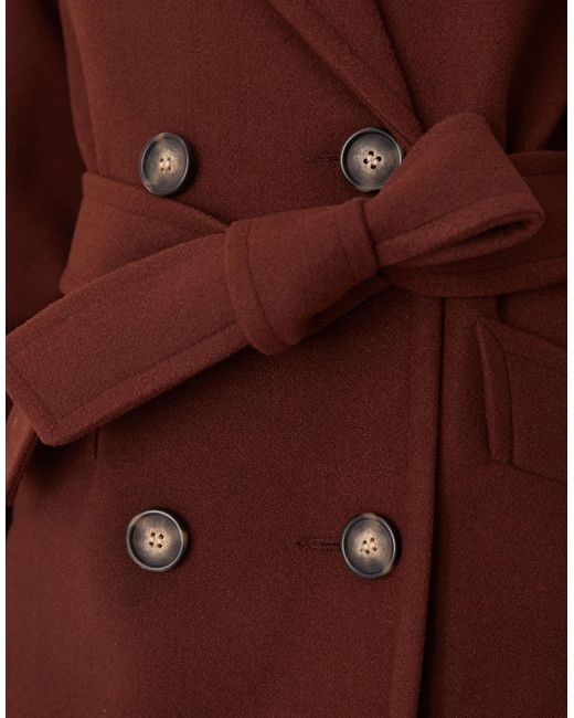 Miss Selfridge Brown Belted Wrap Formal Coat