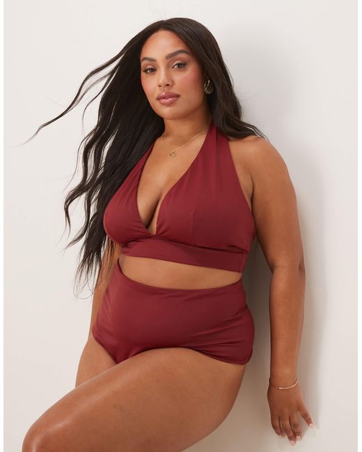 ASOS Red Asos design curve – maya – mix and match – elegantes neckholder-bikinioberteil