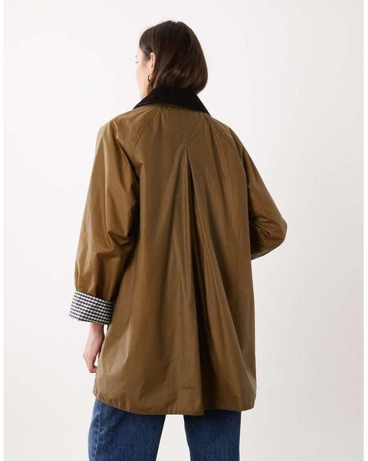 Barbour Natural Wren Gingham Check Wax Jacket