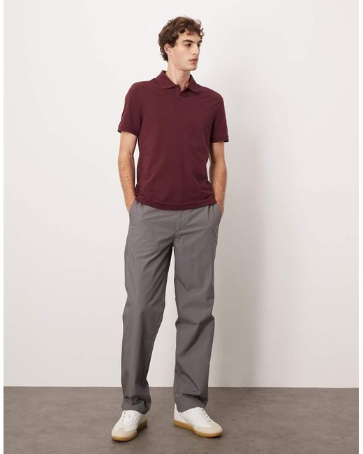 Polo Burdeos Básico De Piqué De -Rojo ASOS de hombre de color Red