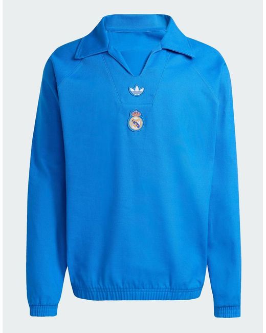 Adidas Originals Blue Real Madrid Terrace Icons Drill Top for men