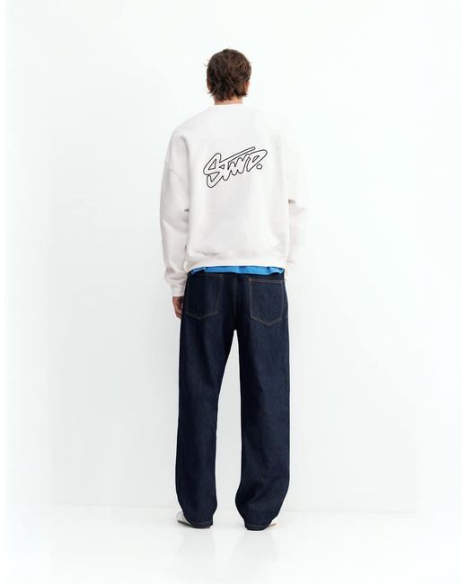Pull&Bear Stwd Boxy Sweatshirt in het White voor heren