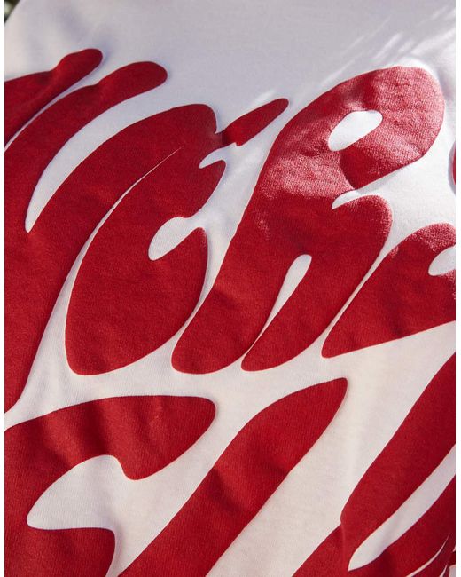 Camiseta Extragrande Con Estampado Gráfico "Lovers Club" De Asos Design Curve-Blanco ASOS de color Red