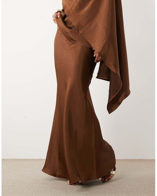 JW PEI Brown Exclusive Satin Maxi Slip Skirt Co-ord