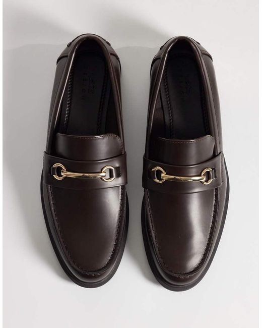 ASOS Brown Penny Loafers With Snaffle for men