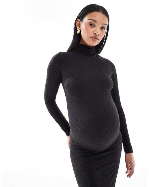 Mama.licious Black Mamalicious Maternity Textured Seamless Midi Dress