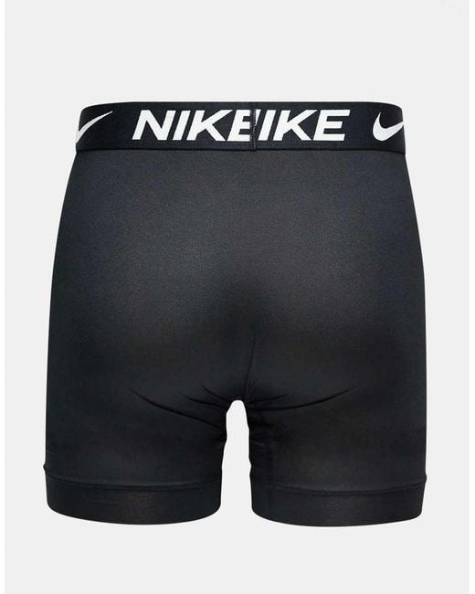 Nike Black Dri-fit Essential Microfibre 3 Pack Long Boxer Briefs for men