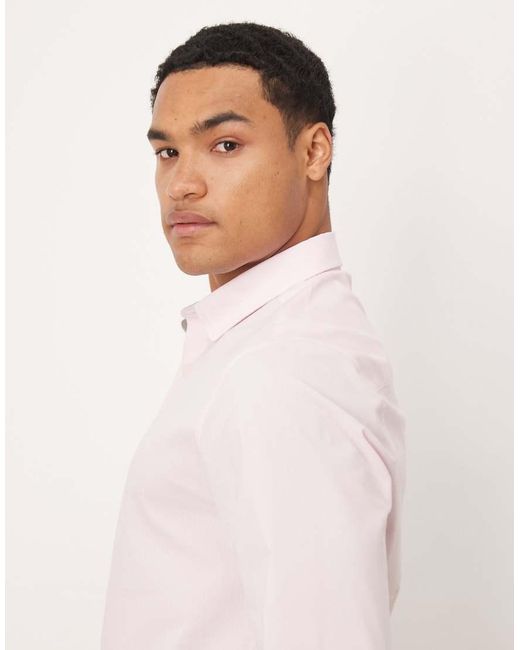 ASOS White Slim Fit Smart Shirt With Texture for men