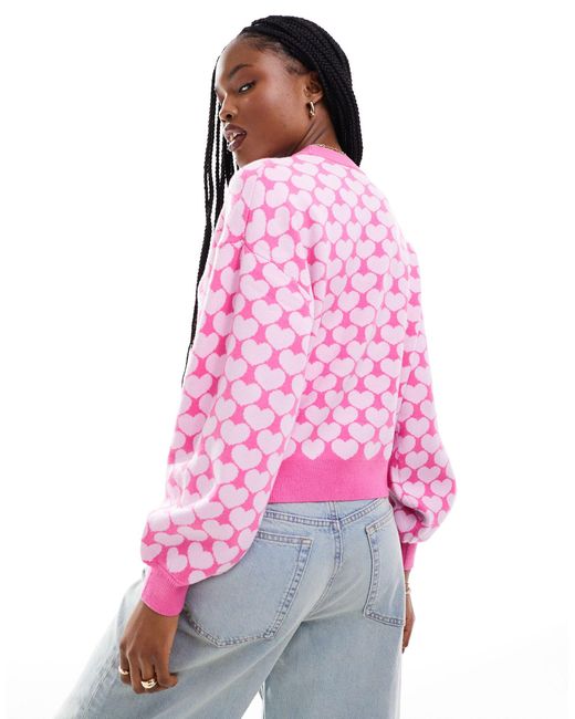 Noisy May Pink Heart Knitted Jumper