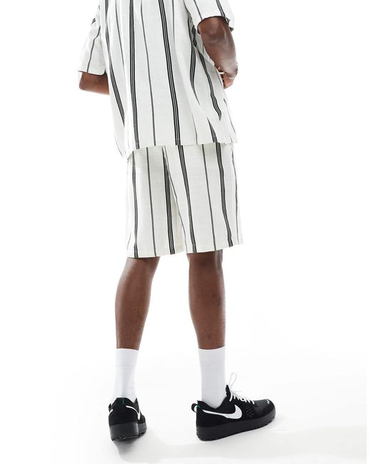 Only & Sons White Linen Look Short Co-Ord for men