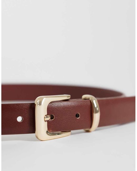 Mango White Faux Leather Classic Belt