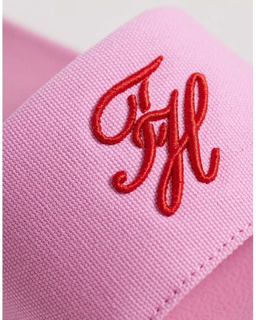 Tommy Hilfiger Pink Script Logo Pool Sliders