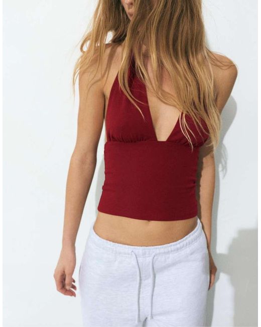 Pull&Bear White Halter Balconette Top