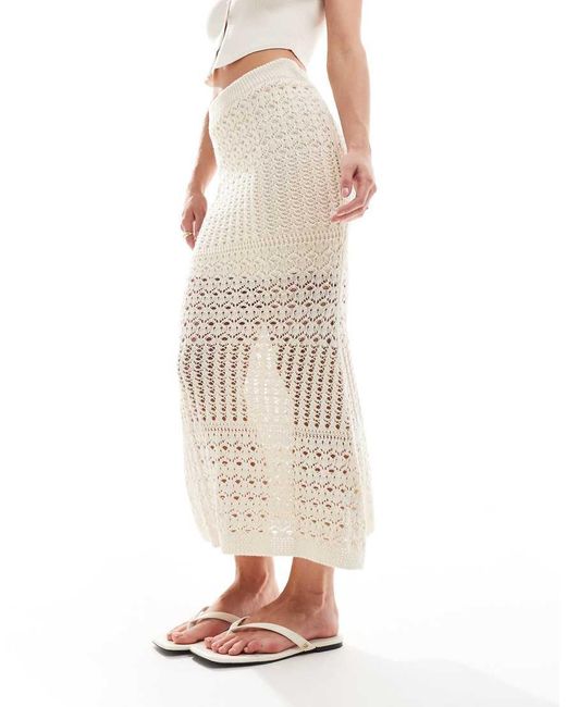 Vila Natural Crochet Maxi Skirt