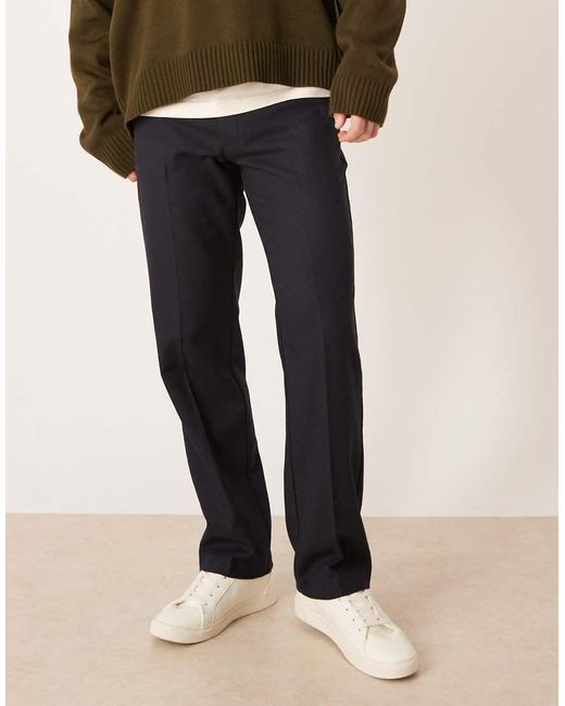 ASOS Blue Smart Straight Leg Wool Mix Trousers for men