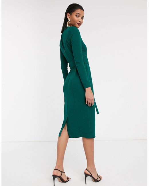 ASOS Synthetic Long Sleeve Midi Dress 