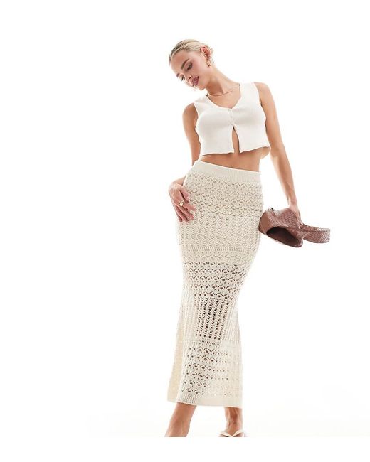 Vila Natural Crochet Maxi Skirt