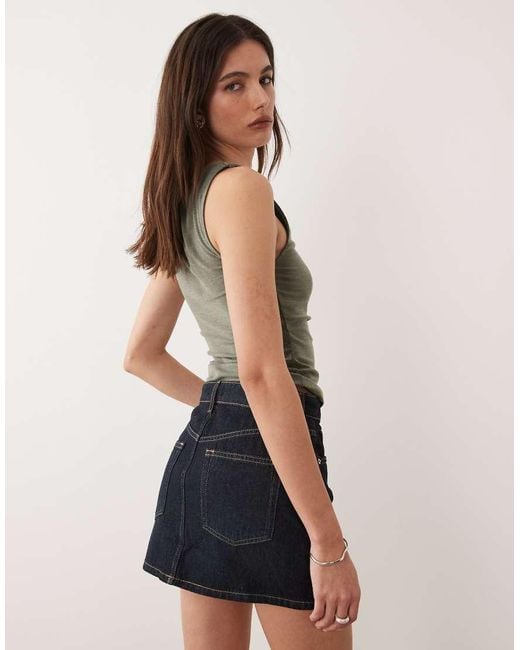 Mango Black 100% Cotton Micro Denim Mini Skirt