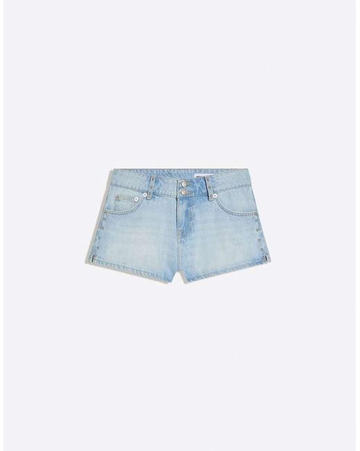 Bershka White Denim Print Shorts