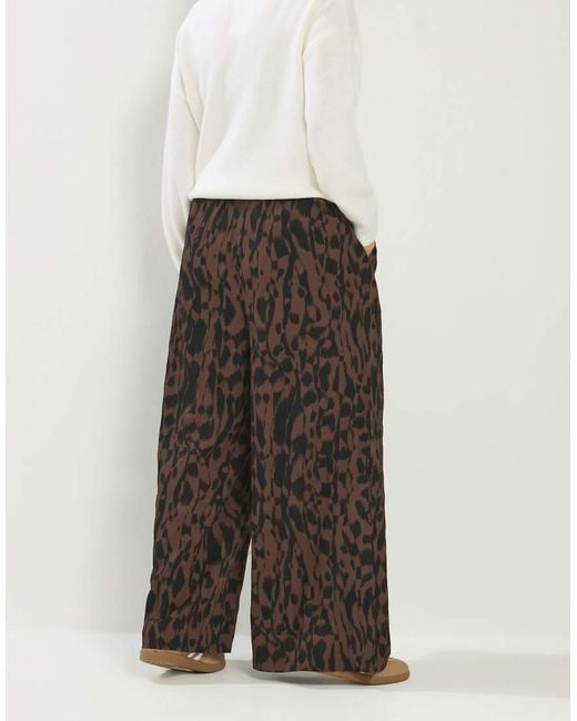 Yours Clothing White Abstract Wide Leg Trousers