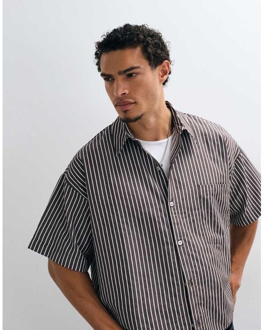 Reclaimed Vintage Gray Short Sleeve Boxy Shirt for men