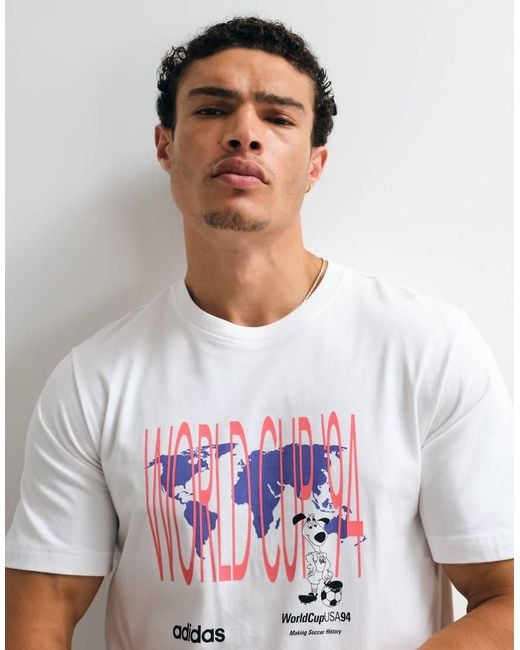 Adidas Originals White World Cup 94 Text Chest Graphic for men