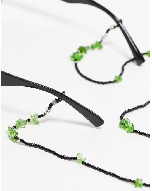 ASOS White Glasses Chain With Green Stones for men