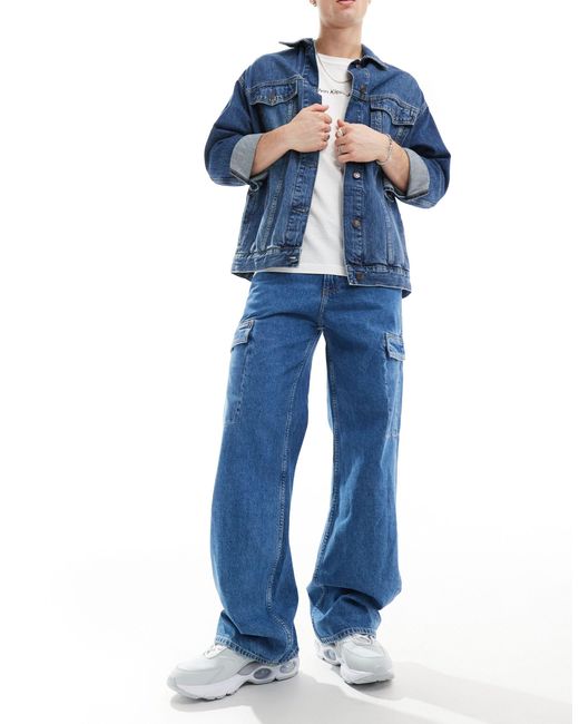 Calvin Klein – lockere cargo-jeans im 90er-stil in Blue für Herren