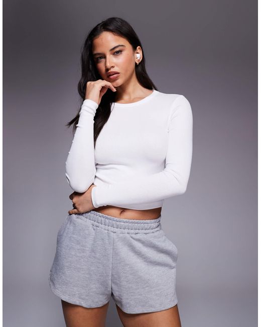 4505 Gray Rest Day Ultra Soft Modal Rib Long Sleeve Cropped Baby T-shirt