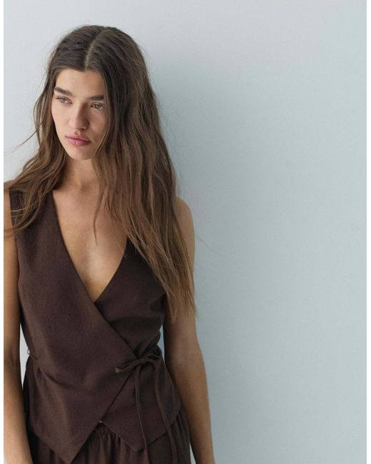 Pull&Bear Black – trägertop aus leinenmix