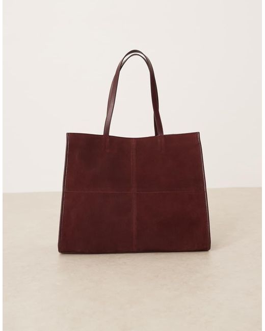 Mango Brown Suede Structu Tote Bag